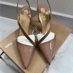 Christian Louboutin Women's Beige Patent Slingback Heels